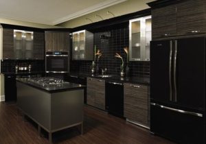 kitchens-with-black-cabinets-and-appliances-modern-on-kitchen-within-espresso-2